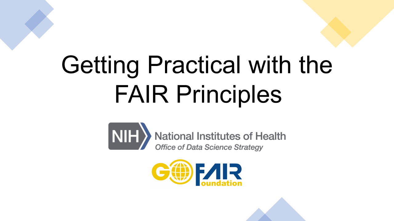 Getting practical with the FAIR Principles. ODSS and GoFAIR logos