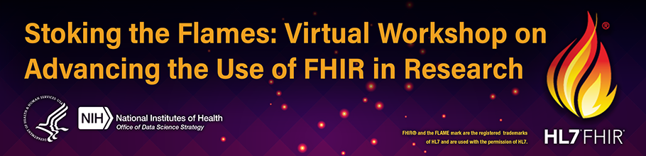 Stoking the Flames: Virtual Workshop on Advancing the Use of FHIR in Research Meeting Banner