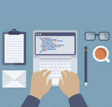Illustration of person on laptop