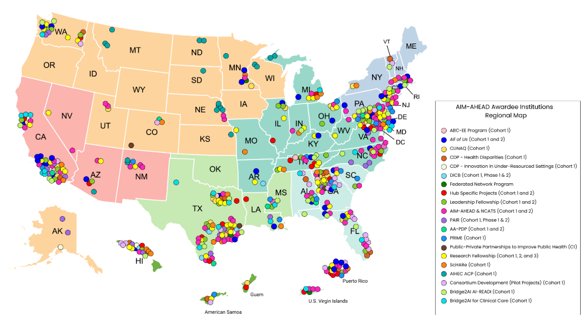 AIM-AHEAD Awardees Regional Map